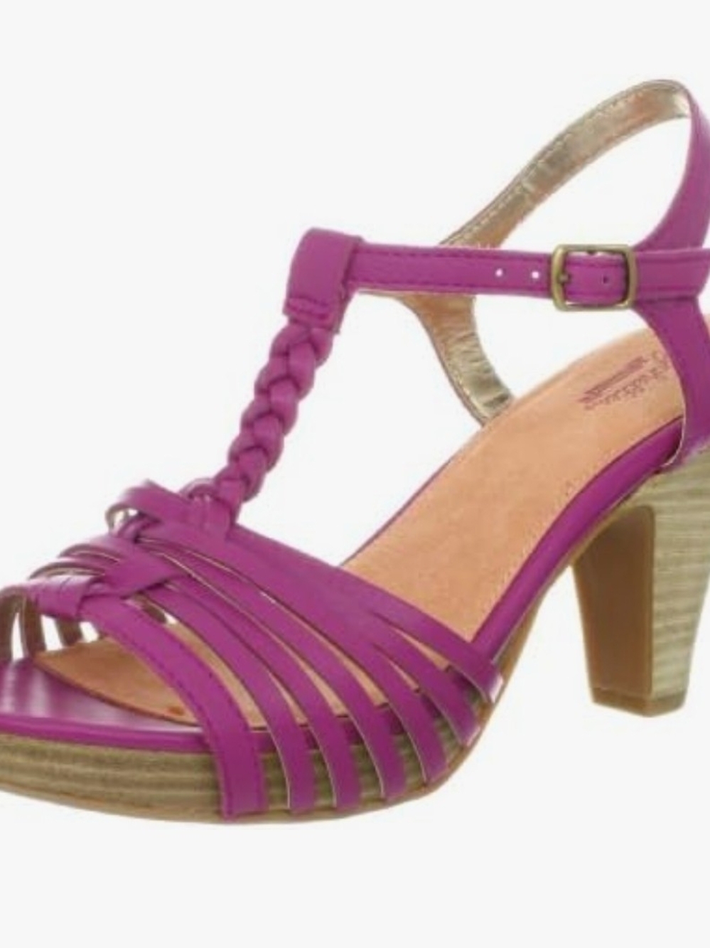 Seychelles Fuchsia Braided T-Strap Block Heel Sandals